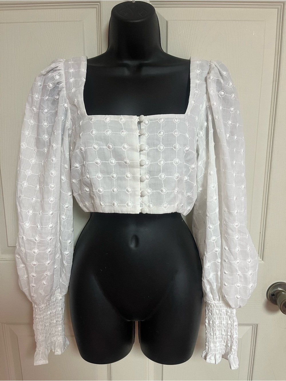 NWT sabo long puff sleeve crop top M